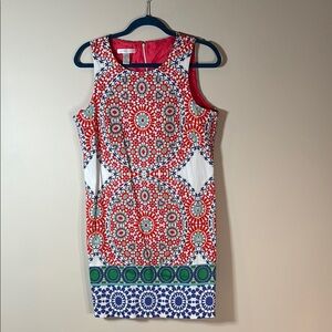 London Times Red and White Sheath Mini Dress